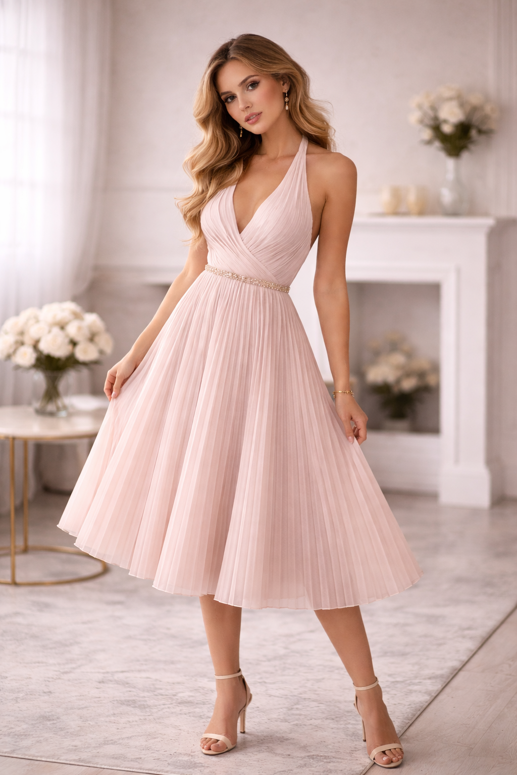 Robes plissées midi